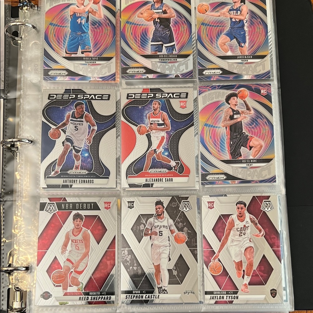 16 page binder with current rookies and stars